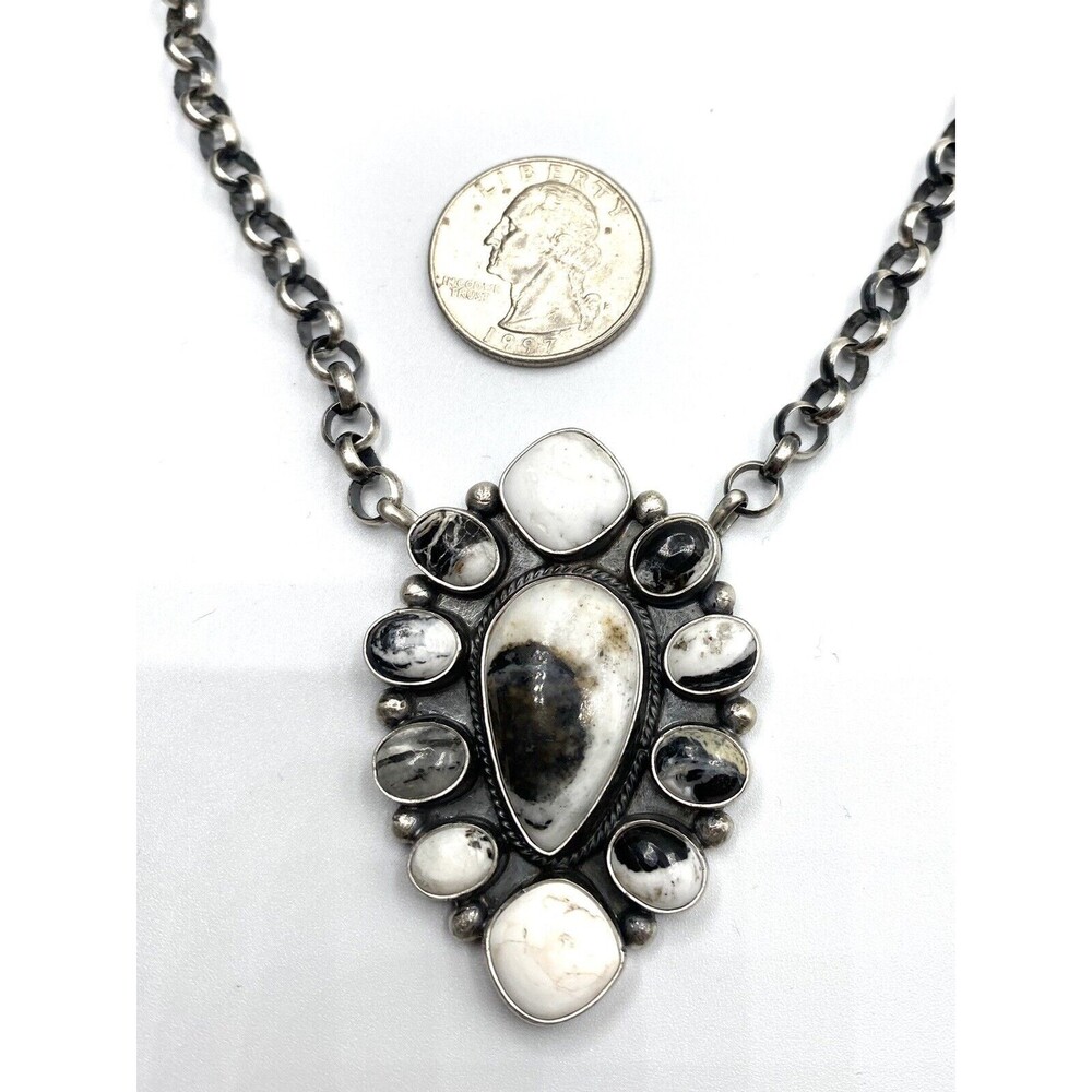 Native American White Buffalo Steeling Silver Clu… - image 5